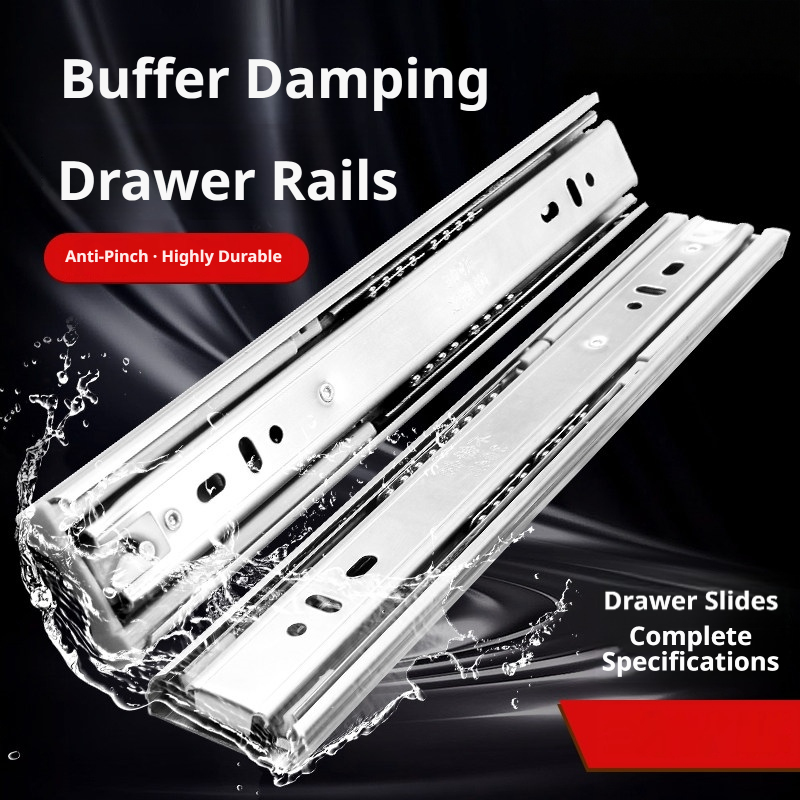 Furniture Rails Hardware - 45mm Wide Three-Section Soft Close Drawer