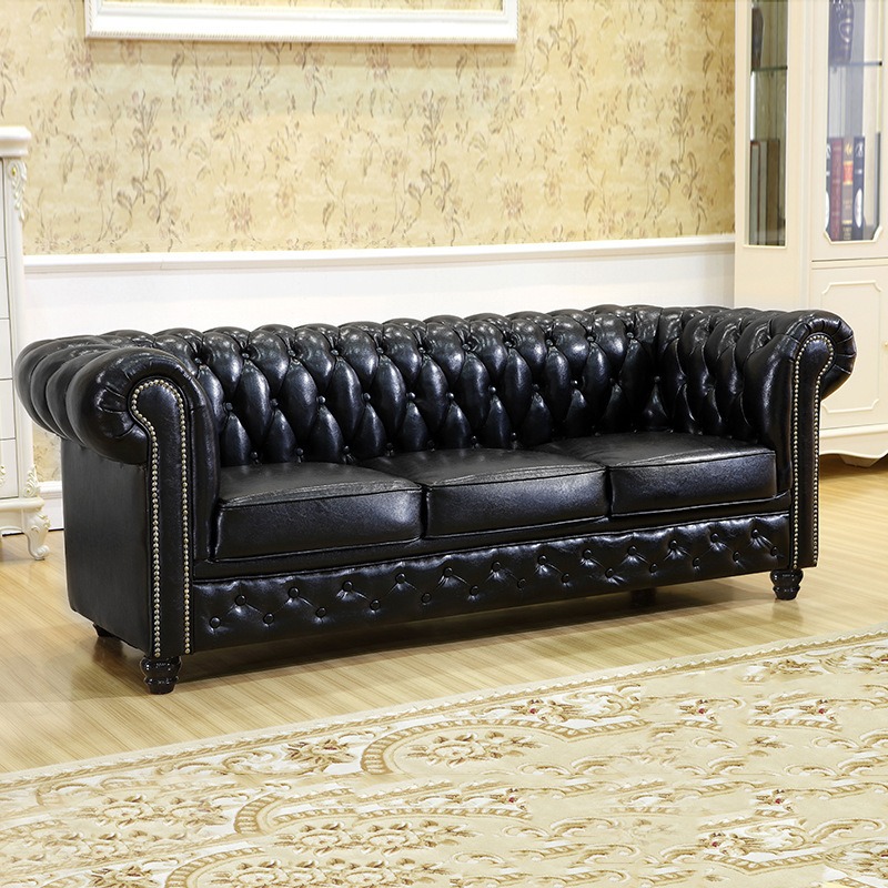 Furniture Leg Set - Classic Black Chesterfield Leather Sofa Set