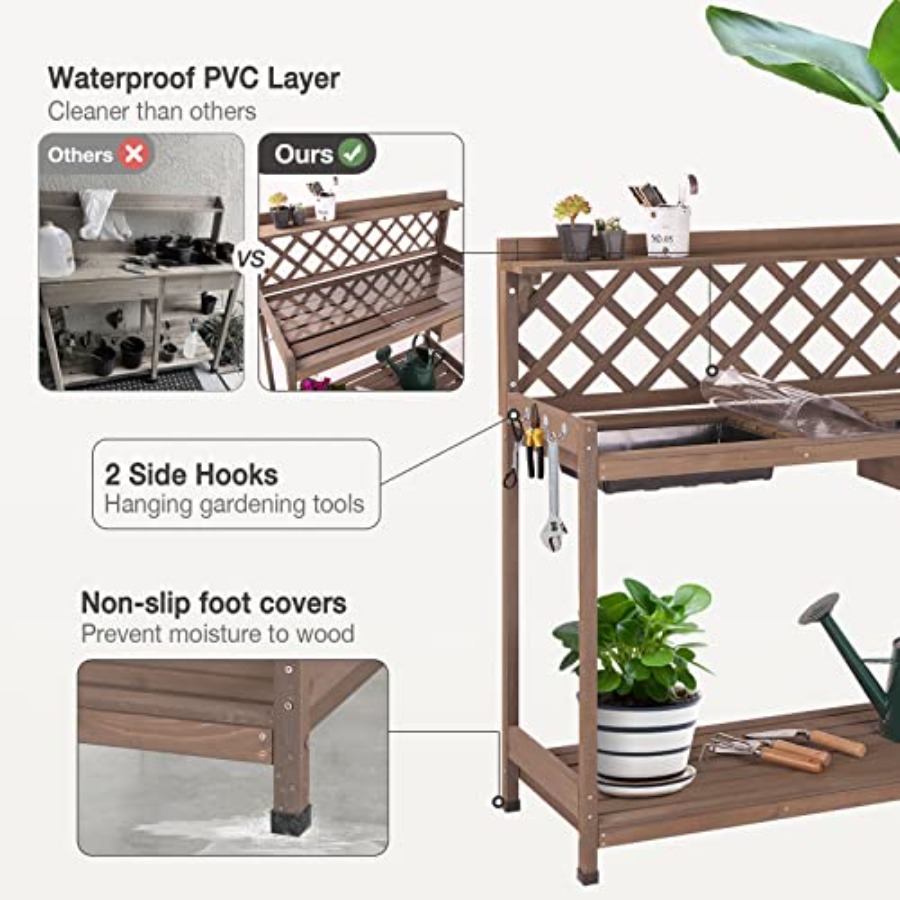 Outdoor Potting Bench For Gard - Drawer Organizer Peg ulasan dan harga